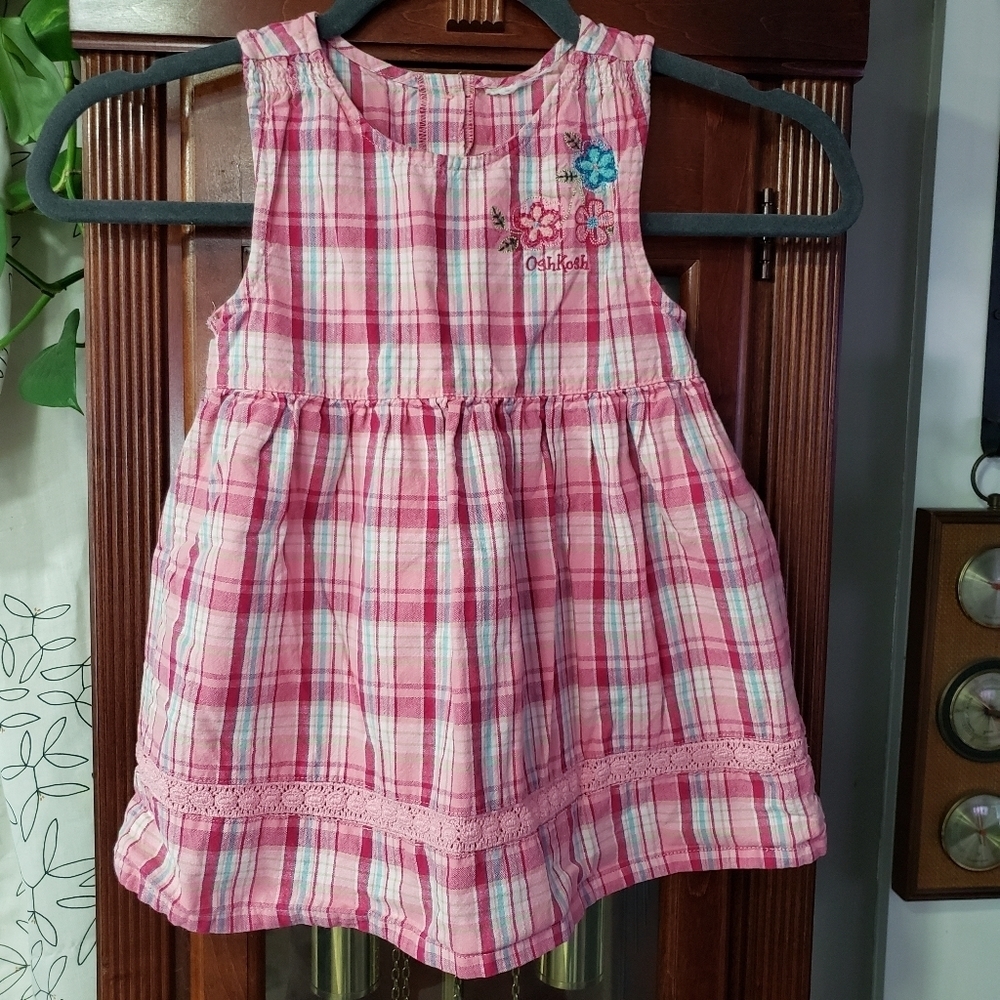Toddler OshKosh Plaid Dress & Unicorn Hooded Sweater 2 Piece Lot | Size 2T/3T